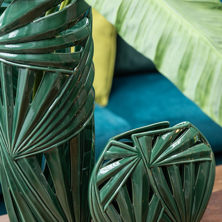 Large Tropical Ceramic Green Vase