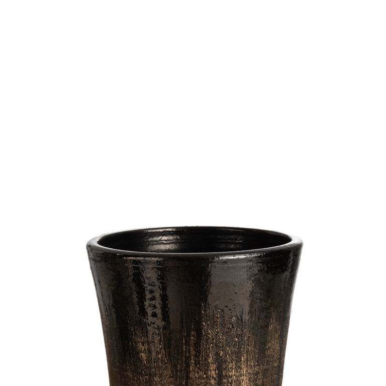 Ceramic Black and Gold Flower Pot