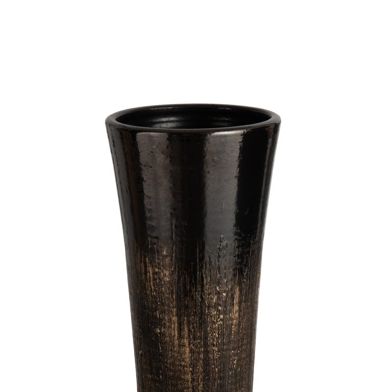 Black and Gold Ceramic Vase