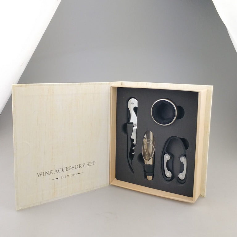 4 Piece Book Case Wine Set