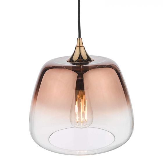 Klaxon 1 Light Pendant Ombre Copper Glass