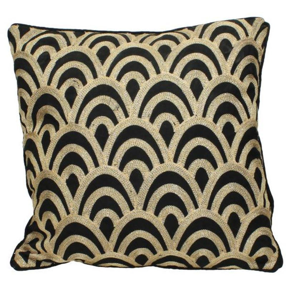 Black Cushion With Golden Pattern