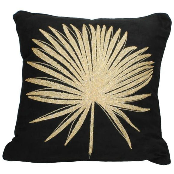Black Cushion With Golden Plant