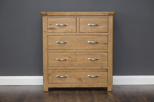 Riverdale Oak 5 Drawer Chest of Drawers