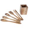 5pc Culinary Tool Set in Acacia Wooden Holder
