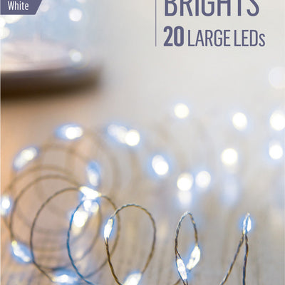 20 Large White Battery Operated Ultra Bright LEDs