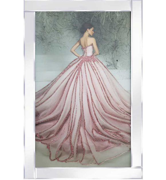 Lady In Pink Dress Mirrored Frame