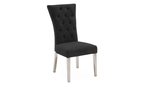 Pembroke Dining Chair  Polished Stainless Steel Charcoal