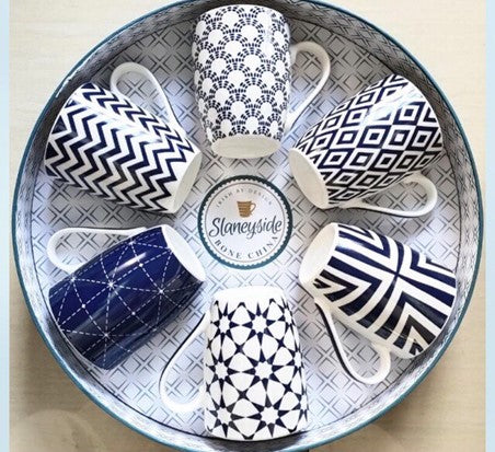 Slaneyside Navy Pattern Pottery Bone China S6 Mugs