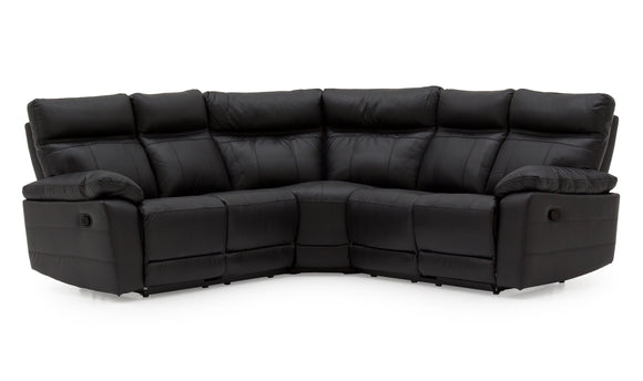 Experience comfort and style with the Manual Reclining Corner Group Sofa in Black. Its sleek black upholstery and manual reclining feature provide a luxurious seating option for your living space.