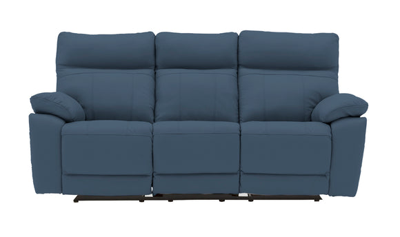 Indulge in the ultimate comfort and style of the Tropea 3 Seater Manual Recliner Sofa in stunning indigo. This sofa features manual reclining mechanisms, allowing you to relax in your preferred position. The indigo upholstery adds a pop of color and modern appeal to any living space.