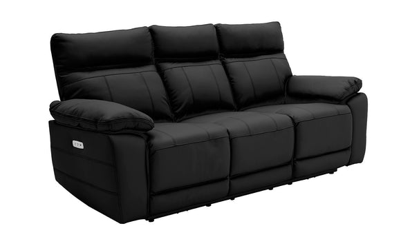 Upgrade your living room with the Tropea 3 Seater Electric Recliner Sofa in sleek black. This sofa offers both style and comfort, featuring a convenient electric reclining mechanism that allows you to effortlessly adjust the backrest and footrest to your preferred position. Its black upholstery adds a touch of elegance to any modern home.