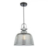 Rhode Single Large Pendant Polished Chrome Smoked Glass