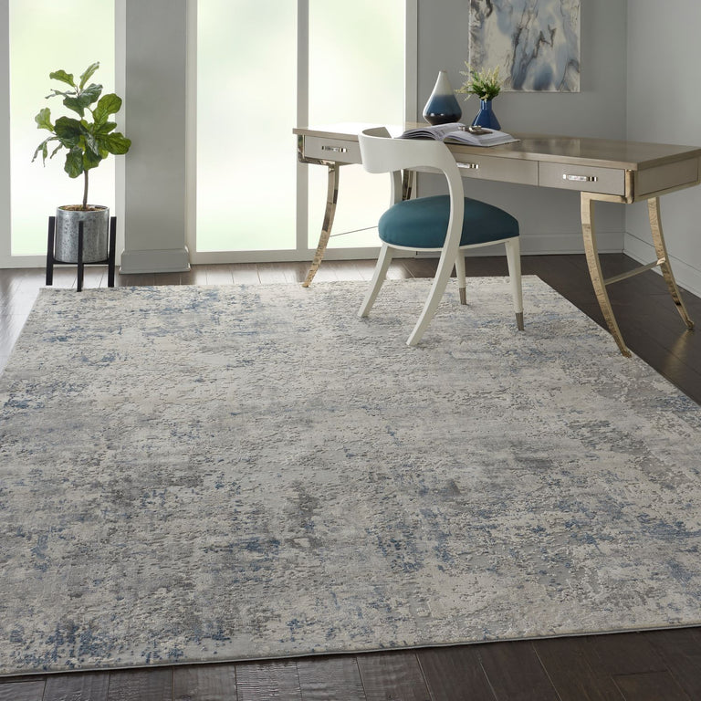 Nourison Rustic Textures Rug 07 Ivory Grey Blue