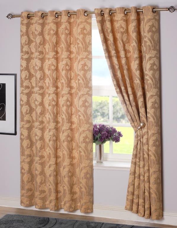 Rochelle Interlined Eyelet Curtains  Antique Gold