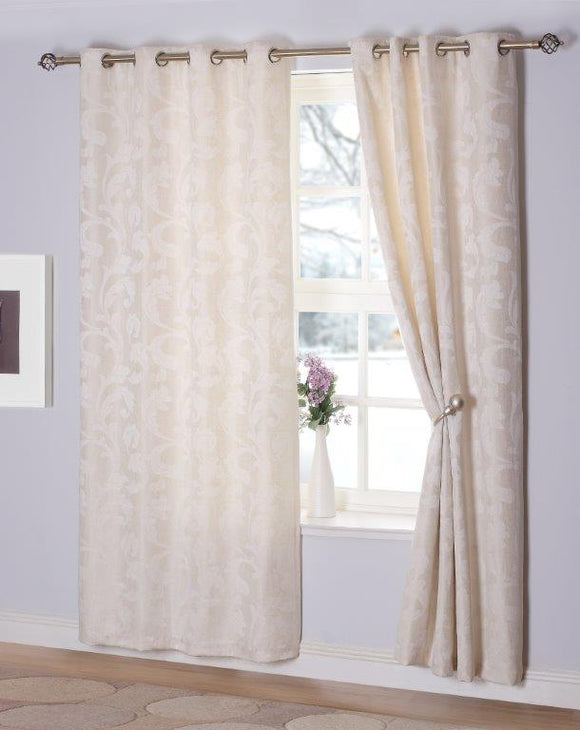 Rochelle Interlined Eyelet Curtains  Ivory