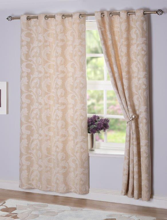 Rochelle Interlined Eyelet Curtain  Champagne