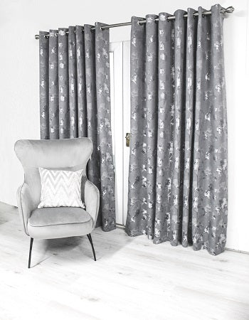Scatterbox Watercolour Curtain  Charcoal