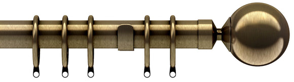 28mm Nikola Antique Brass Metal Curtain Pole Set