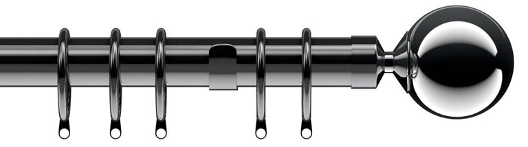 28mm Nikola Polished Graphite Curtain Pole Set