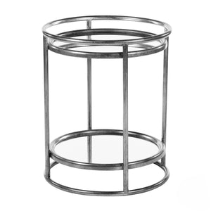 Amelia Side Table Mirrored with Shelf Silver