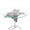 Azure Leaf Accent Table Round Silver