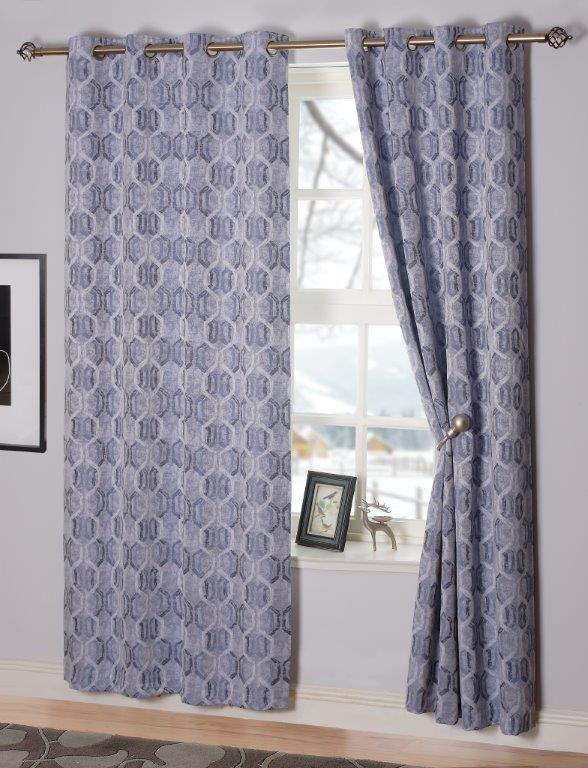 Sultan Interlined Eyelet Curtains  Navy