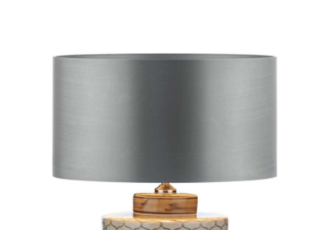 Hilda Grey Faux Silk Drum Shade
