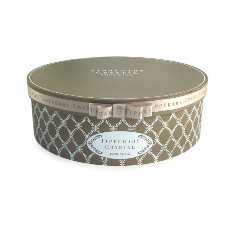 Tipperary Crystal Set of 6 Bone China Mugs  Grey Stripe Net and Rainbow