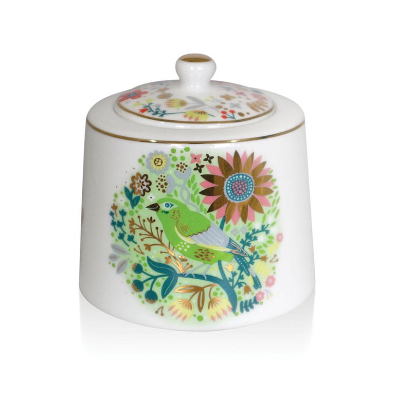 Birdy Greenfinch Sugar Bowl and Bullfinch Milk Jug Set by Tipperary Crystal