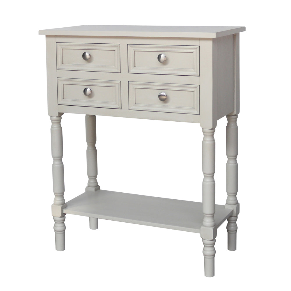 Gray and white console shop table