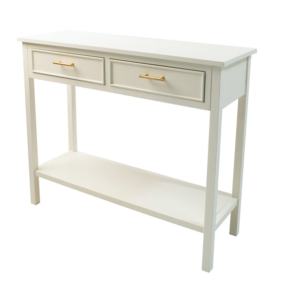 Introduce elegance and functionality to your living space with the Ainsley 2 Drawer Console Table. Its sleek design and two spacious drawers make it a perfect addition to your hallway or entryway.
