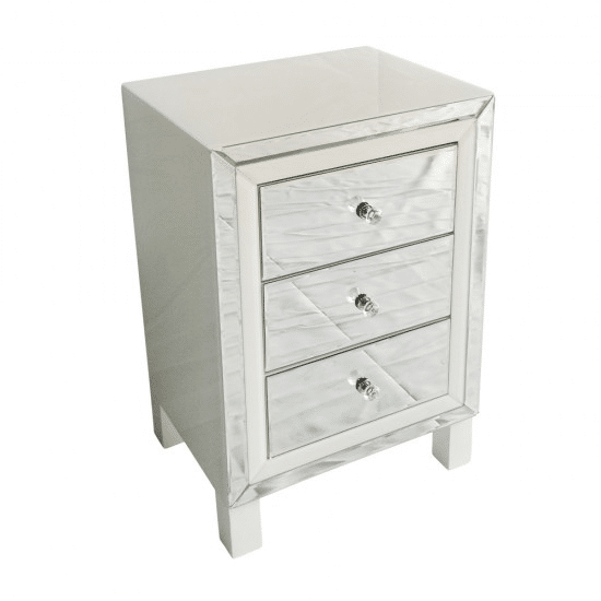 Freya 3 Drawer Mirrored Locker White