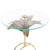 Azure Leaf Accent Table Round Gold