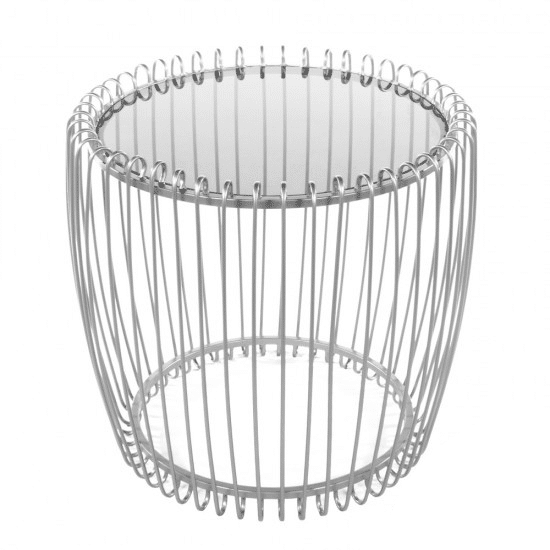 Lottie End Table Smoked Glass Silver
