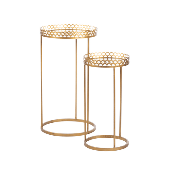 Ridgley S2 Accent Tables Round Mirrored Gold