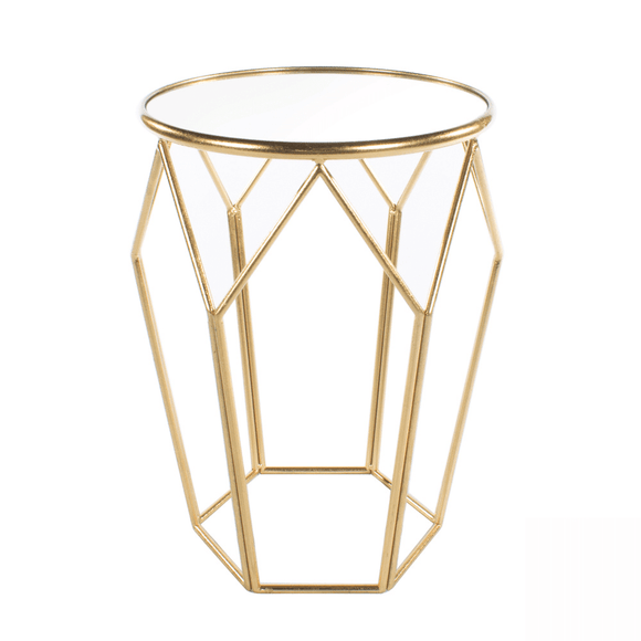 Geometric Accent Table Mirrored Gold