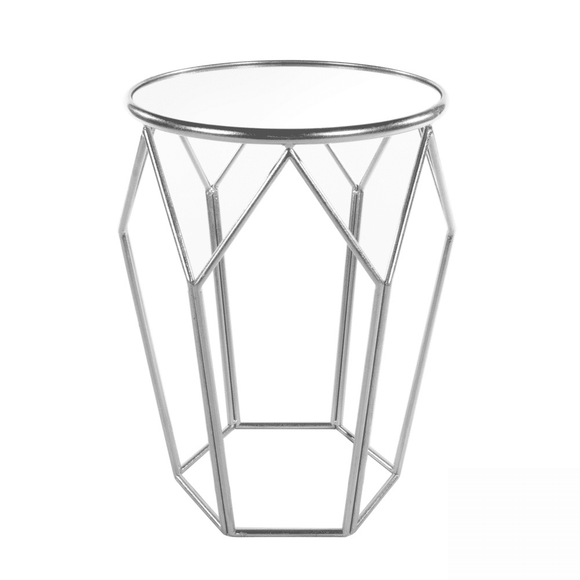 Geometric Accent Table Mirrored Silver