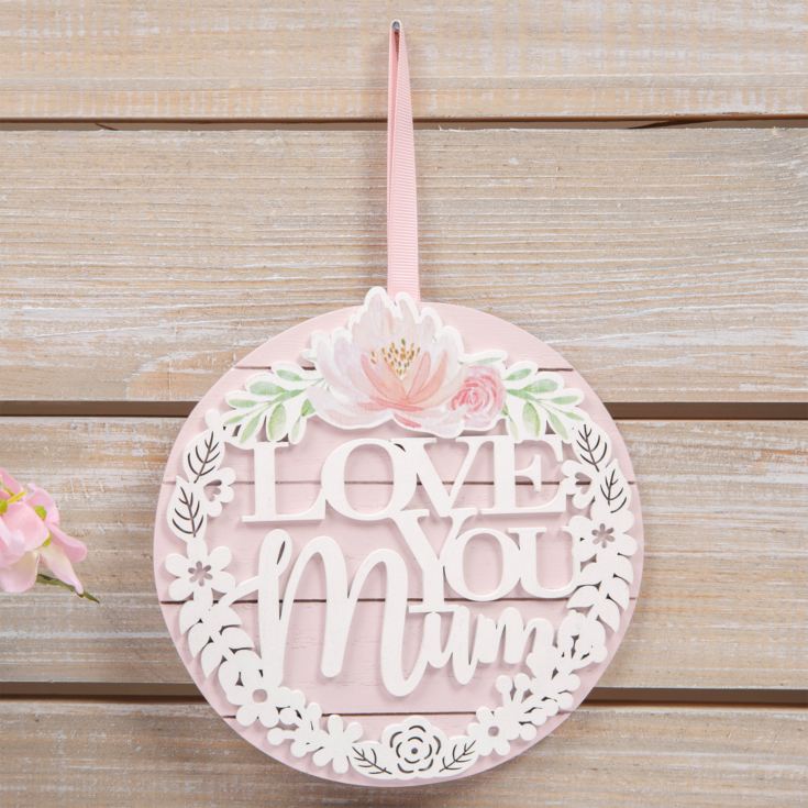 Love You Mum Wooden Hanging Plaque