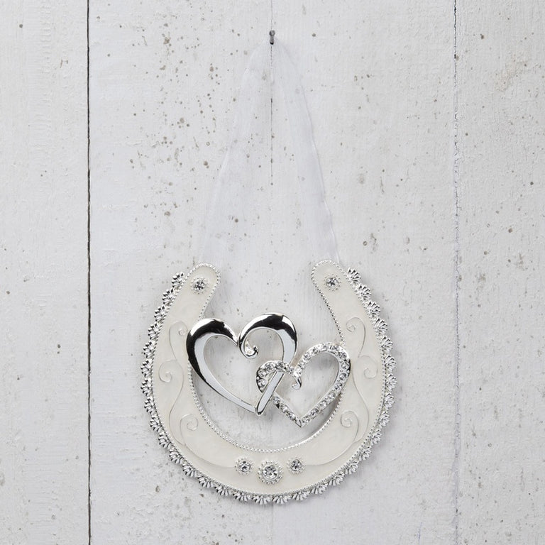 Silver Plated Horse Shoe  Double Hearts