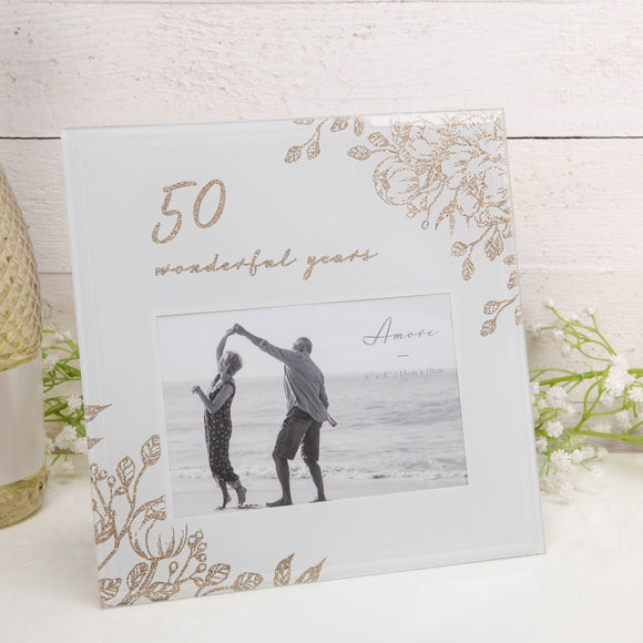 50 Wonderful Years Floral Frame 6