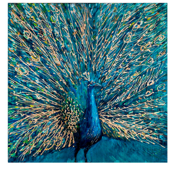 Fern Cottage Peacock On Canvas