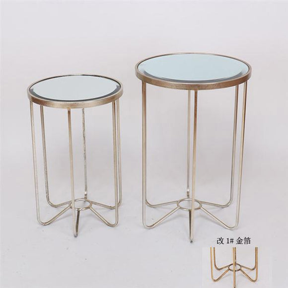 Set of 2 Round Champagne Tables