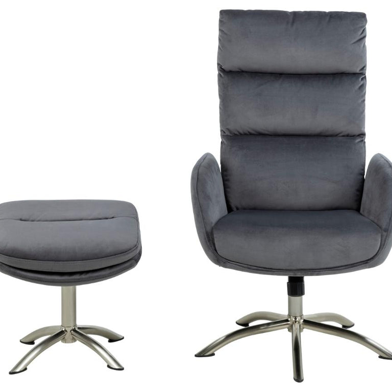 Haddam Recliner And Footstool Dark Grey