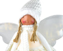 Snowtime Battery Operated 58cm LED Plush White Standing Angel with Bobble Hat and Scarf