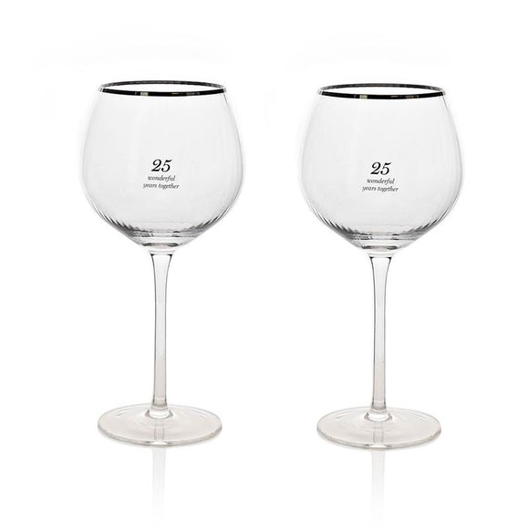 Amore Set Of 2 Gin Glasses25th Anniversary
