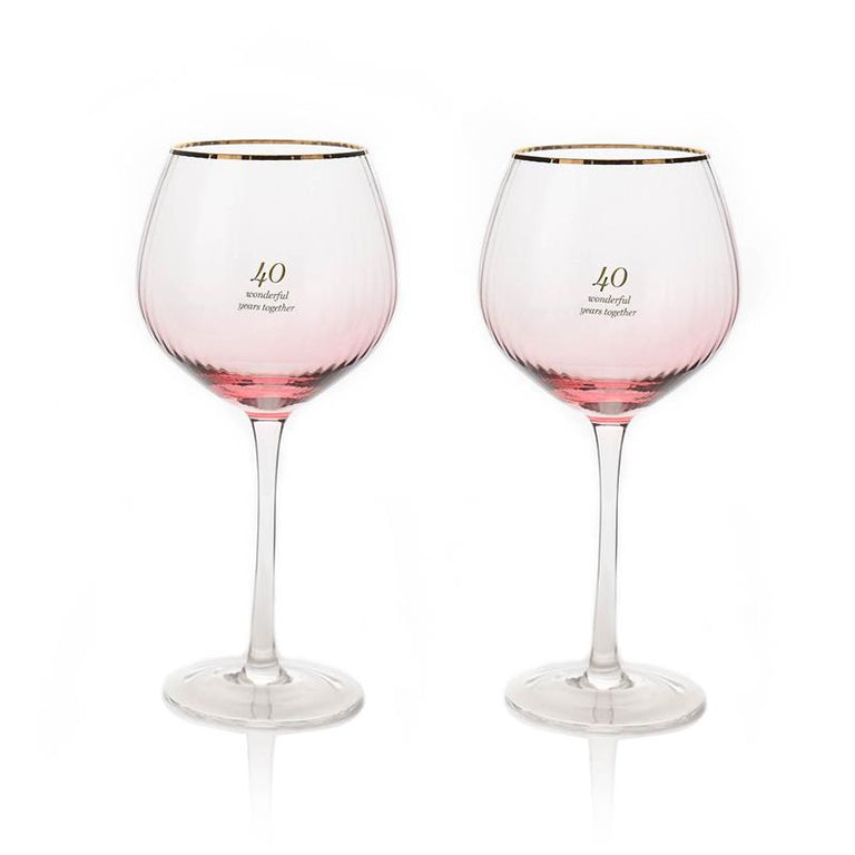 Amore Set Of 2 Gin Glasses40th Anniversary