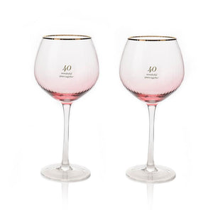 Amore Set Of 2 Gin Glasses40th Anniversary