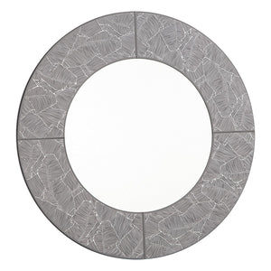 Atrani Round Grey with silver Leaf Mirror