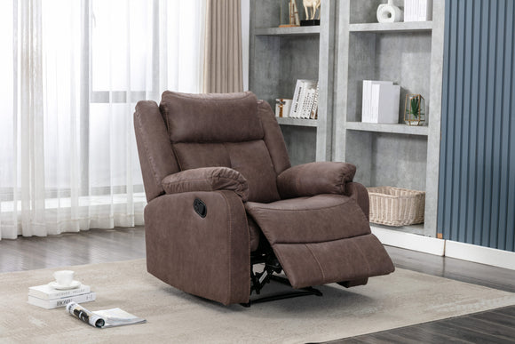 The Casey Recliner Chair in Chestnut offers a luxurious and comfortable seating option, featuring a rich chestnut brown color that adds warmth to any living space.